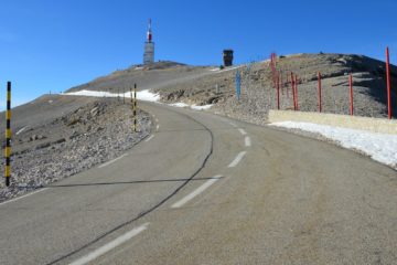 asphalt road leading to the summit of mont ventoux